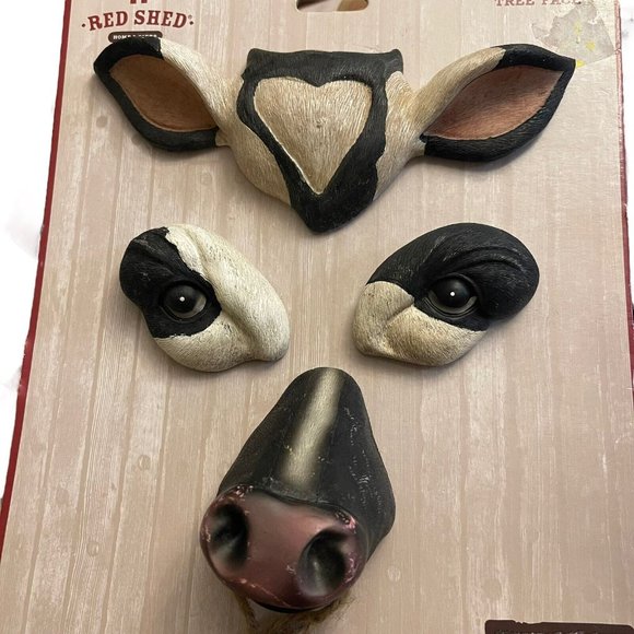 Red Shed Home Gifts Farm Animal Tree Face Cow Bell Art Outdoors Yard Decor NEW - Picture 3 of 7